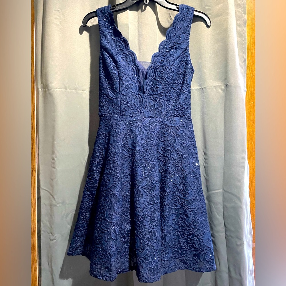 Gorgeous navy blue dress with navy blue glitter